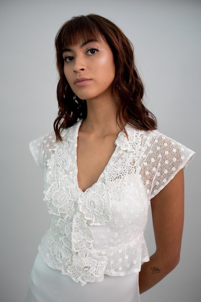 Oasis blusa de novia colección Calma Laura Escribano Atelier